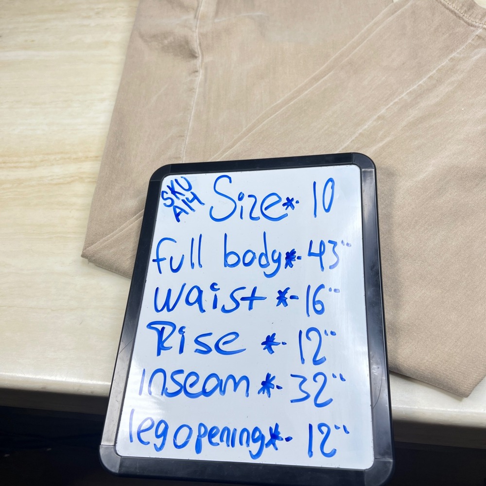 American Eagle Super High-Rise Wide Leg Pleated Khaki Pants Tan Size 10 Long - Picture 9 of 15